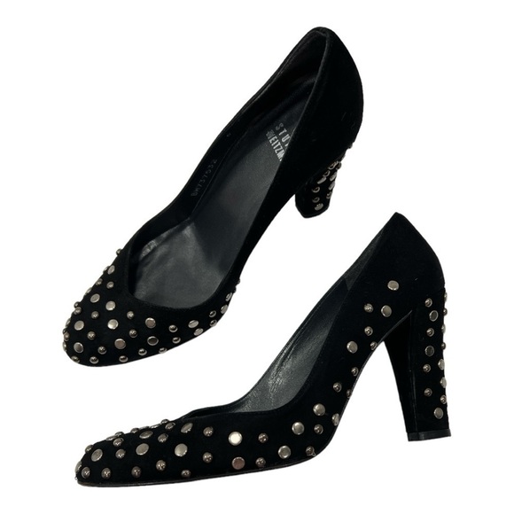 Stuart Weitzman Black Studded Suede Pumps Size 6 M - Picture 6 of 13